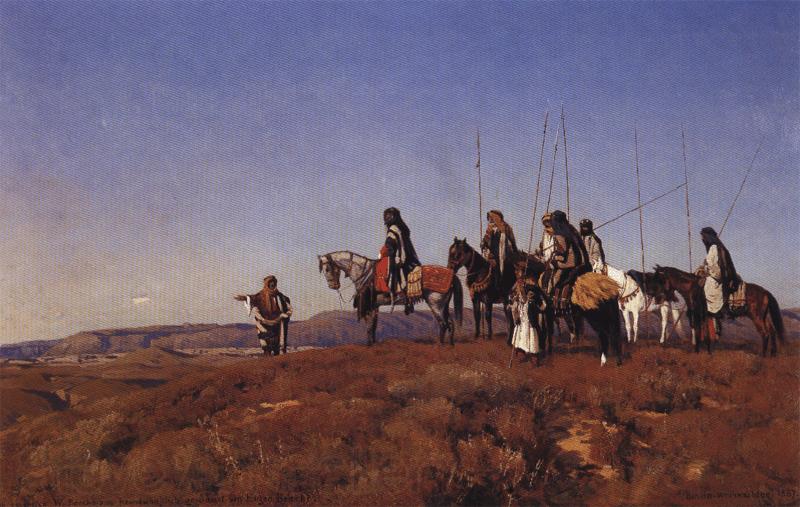 Eugen Bracht Halt on an Escarpment. Norge oil painting art